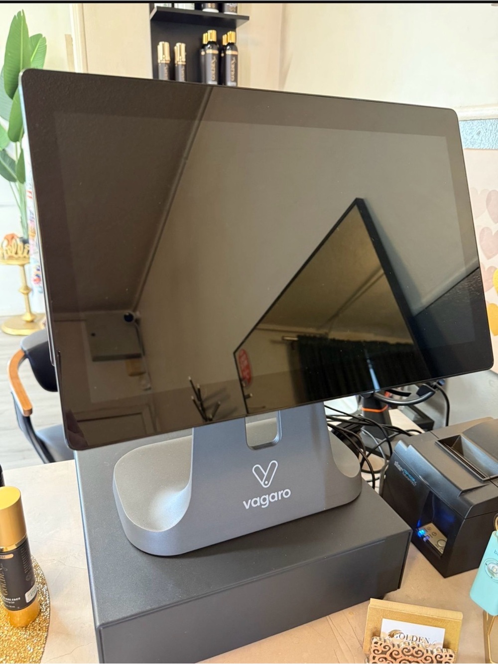 POS Tablet Stand in Gray - Professional Counter Mount
